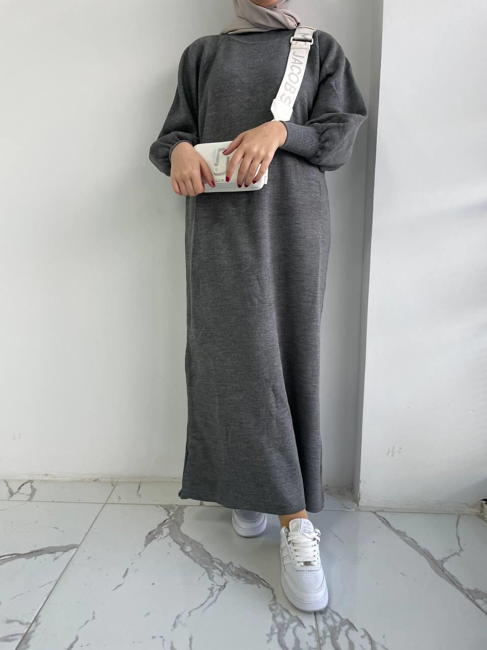 Gri Çelik Örme Elbise