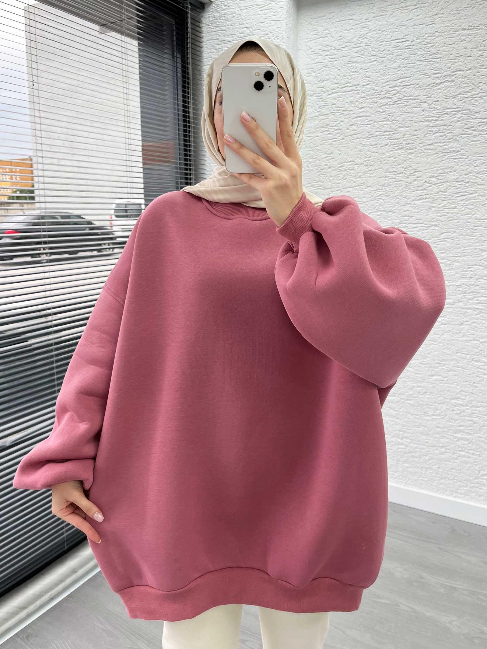 Gül Kurusu Oversize Balon Kollu Sweat 