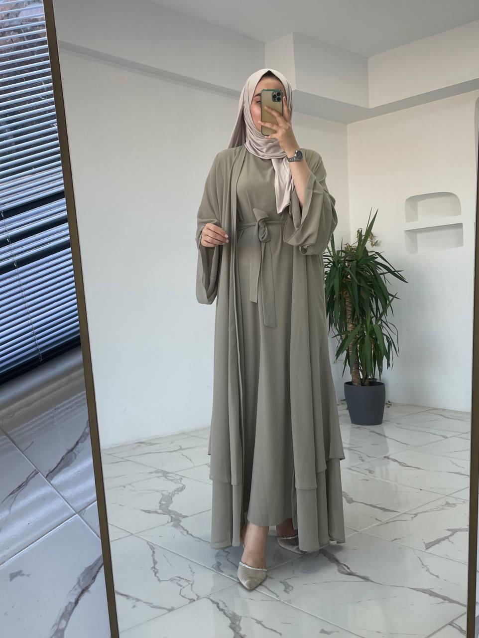 Haki Anna Şifon Abaya Takım