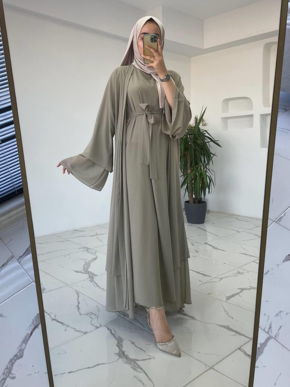 Haki Anna Şifon Abaya Takım