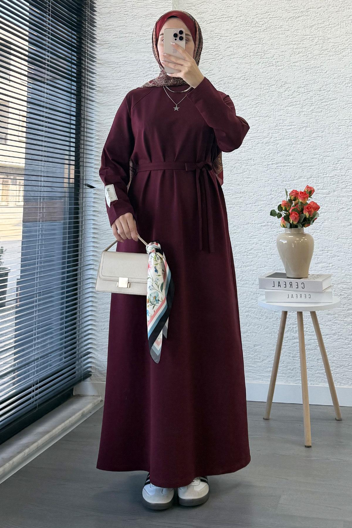 İki İplik Sweat Elbise - Bordo