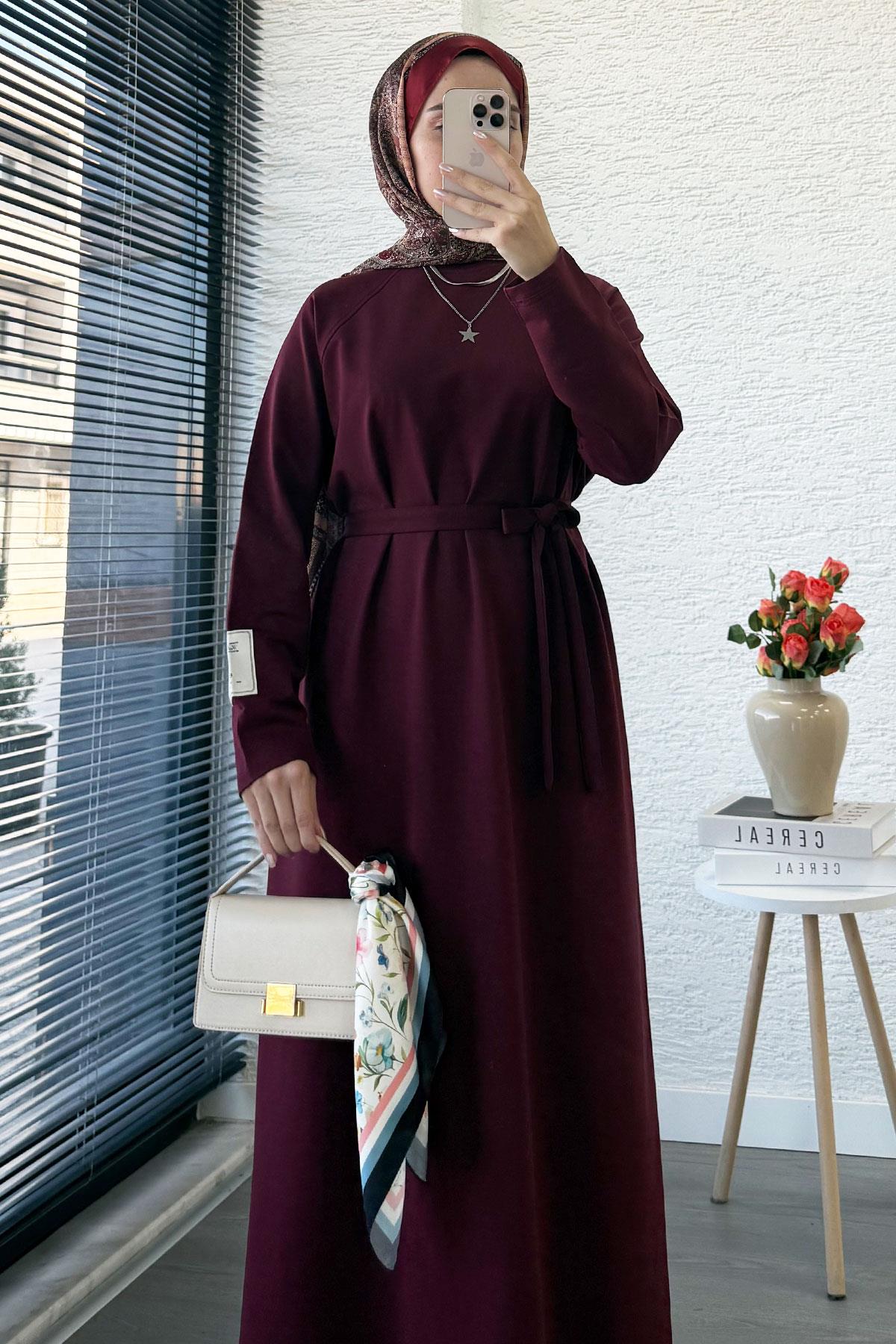 İki İplik Sweat Elbise - Bordo