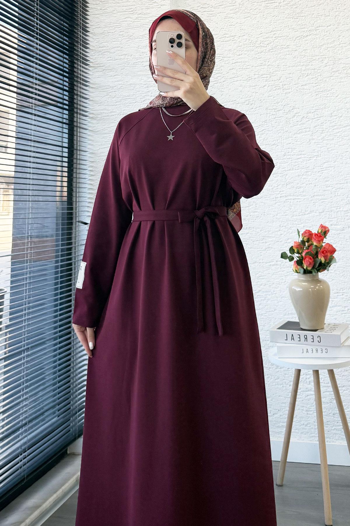 İki İplik Sweat Elbise - Bordo