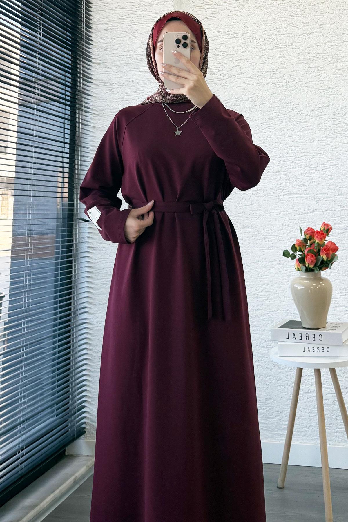 İki İplik Sweat Elbise - Bordo