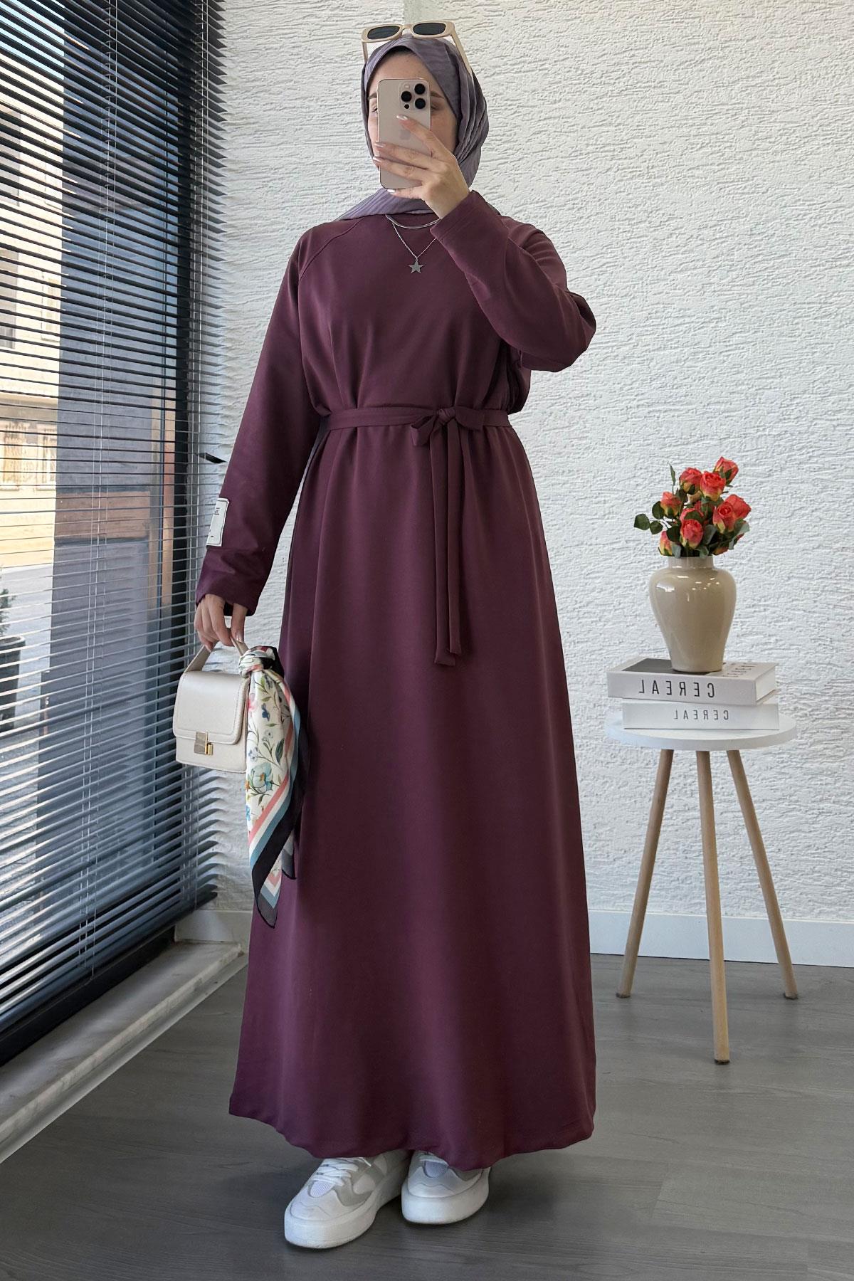 İki İplik Sweat Elbise - Mürdüm