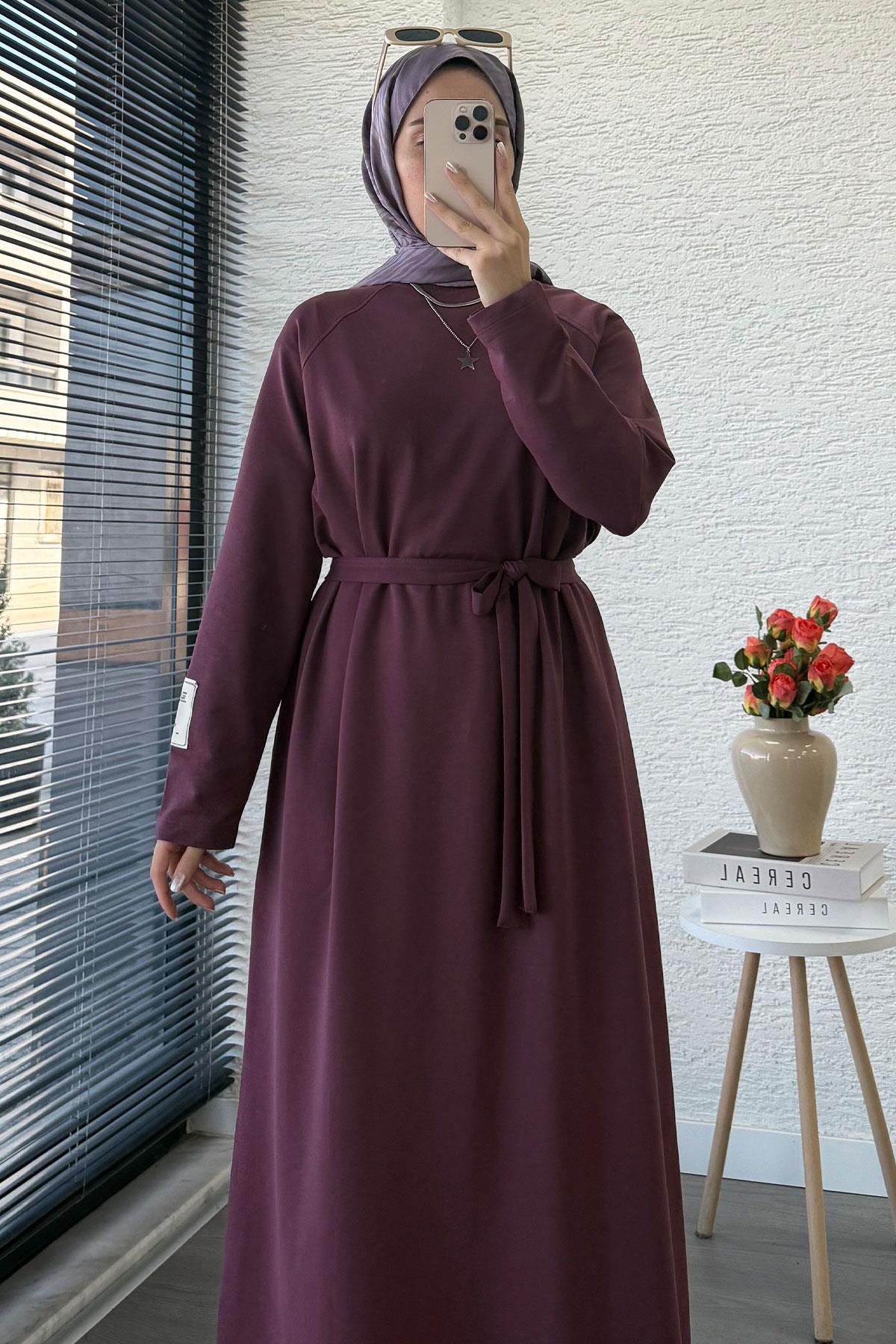 İki İplik Sweat Elbise - Mürdüm