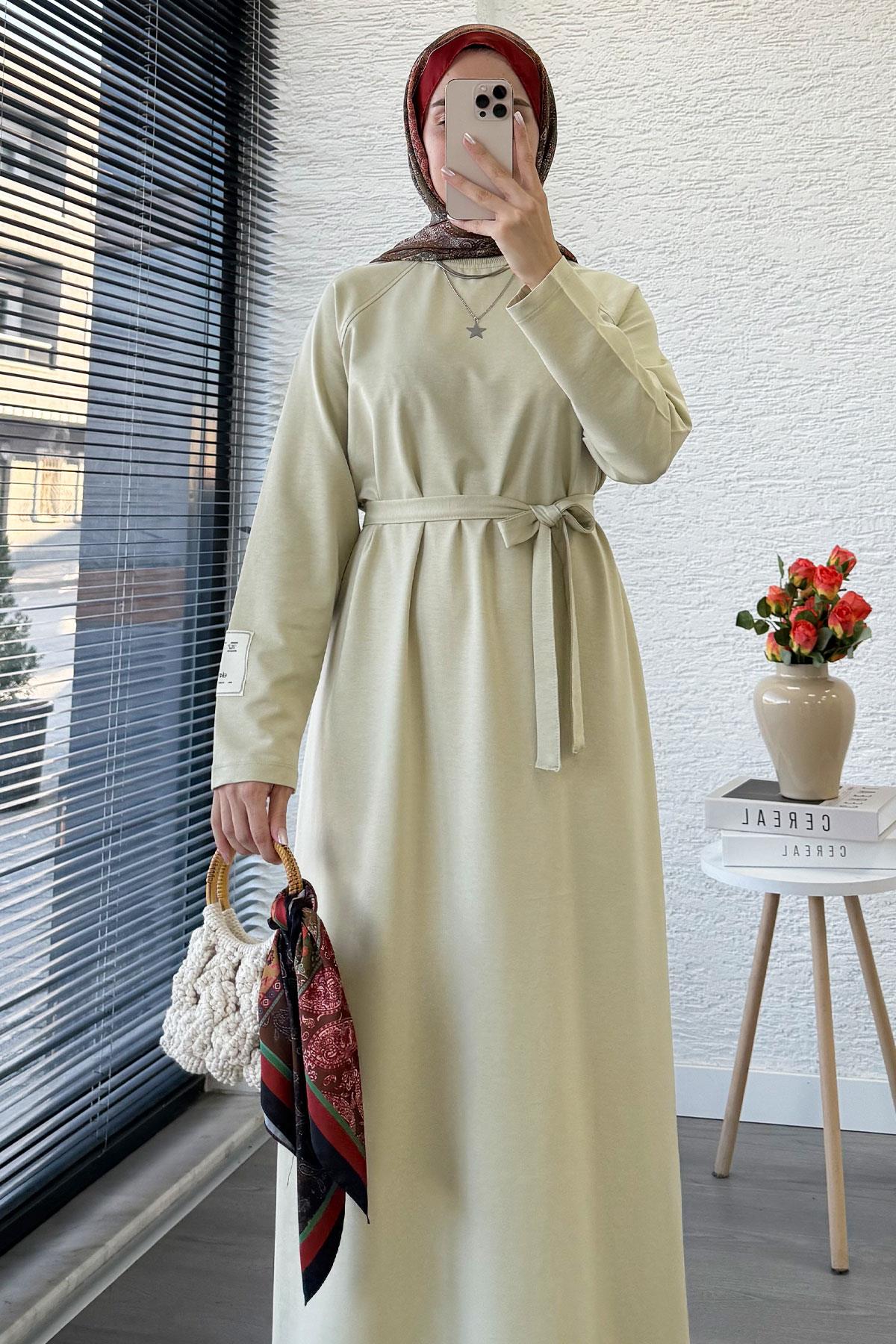 İki İplik Sweat Elbise - Olive