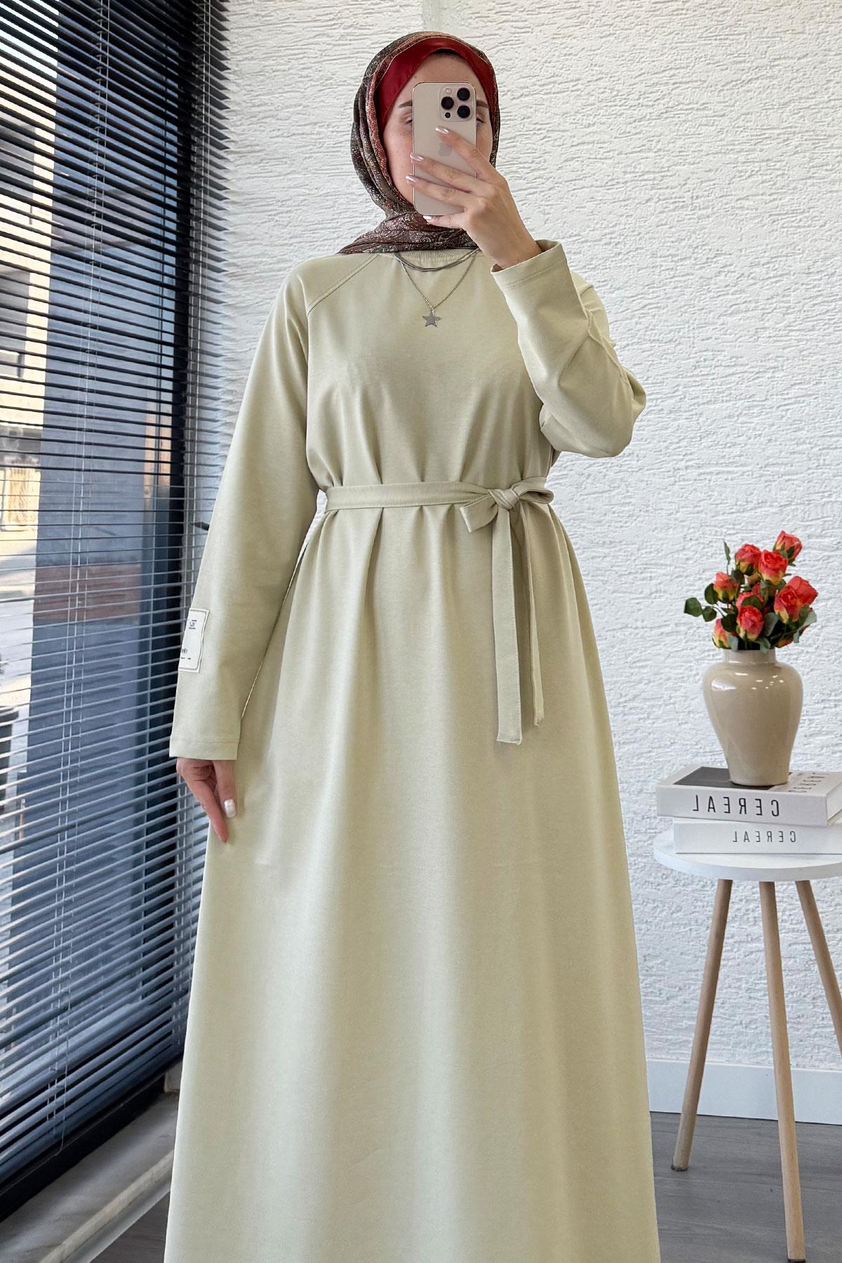 İki İplik Sweat Elbise - Olive