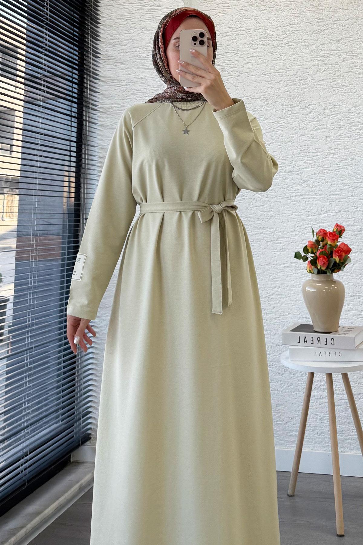 İki İplik Sweat Elbise - Olive