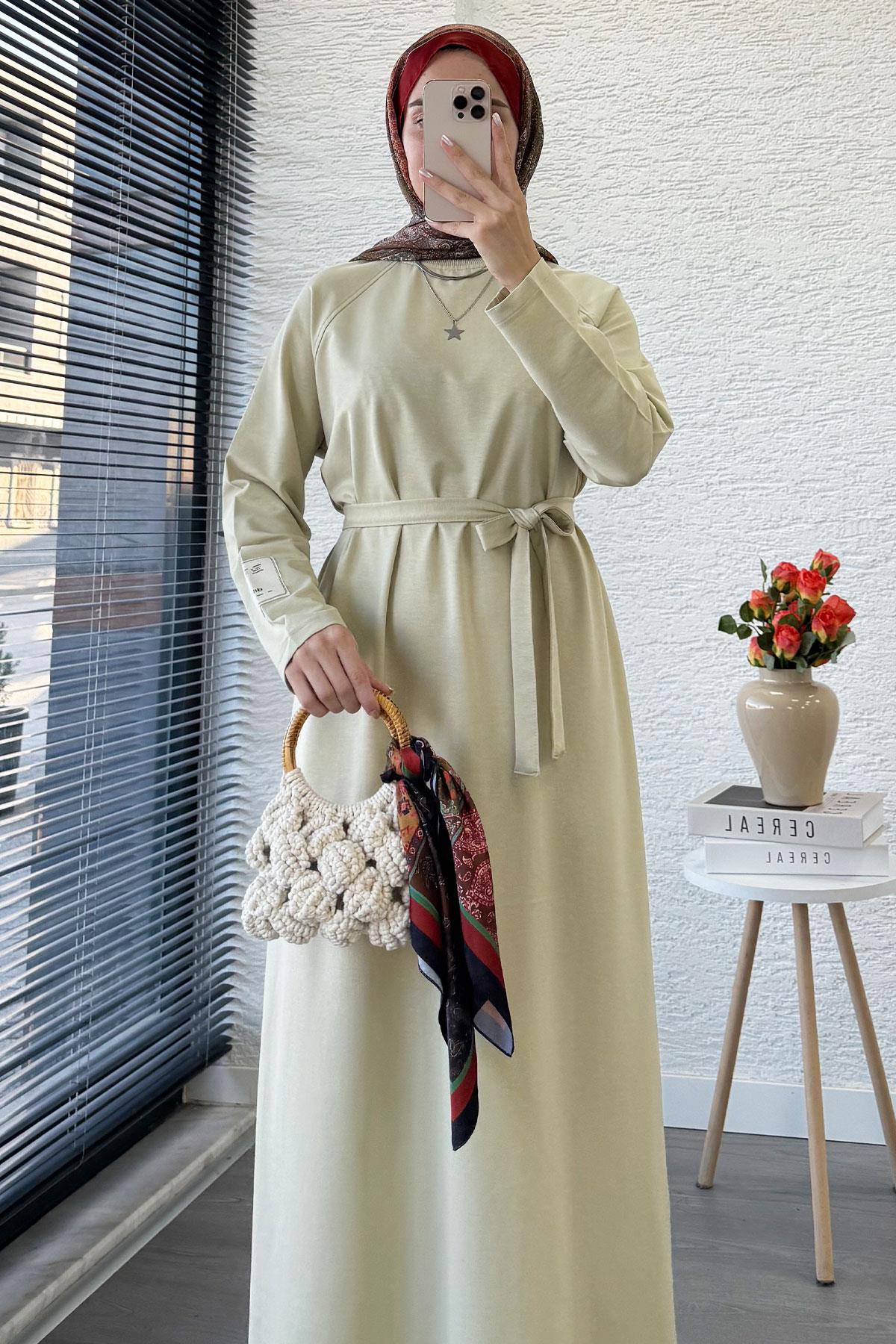 İki İplik Sweat Elbise - Olive