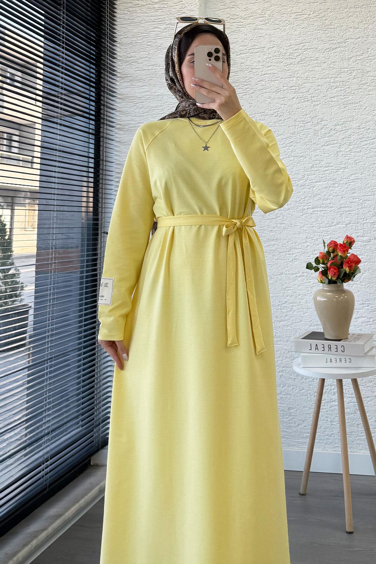 İki İplik Sweat Elbise - Sarı