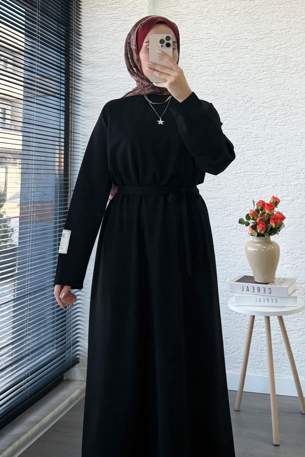 İki İplik Sweat Elbise - Siyah