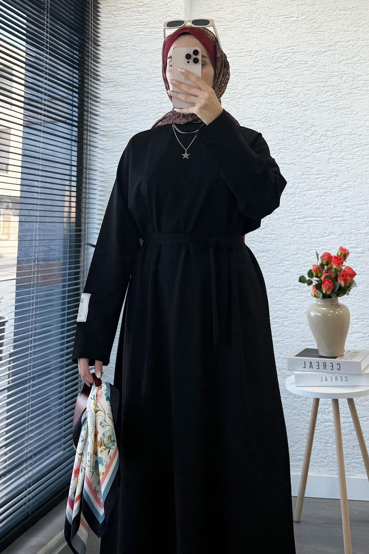 İki İplik Sweat Elbise - Siyah