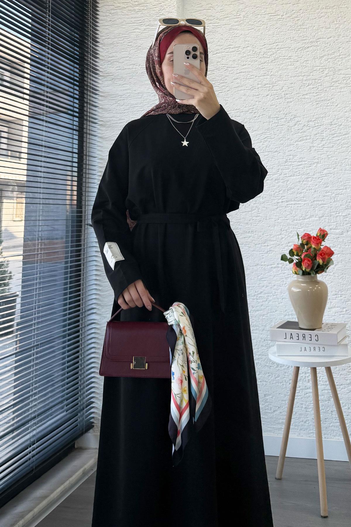 İki İplik Sweat Elbise - Siyah