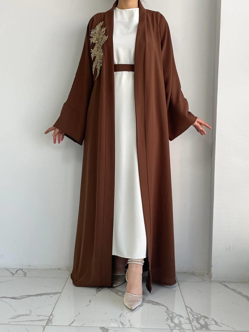 Kahve Nida Abaya Takım 