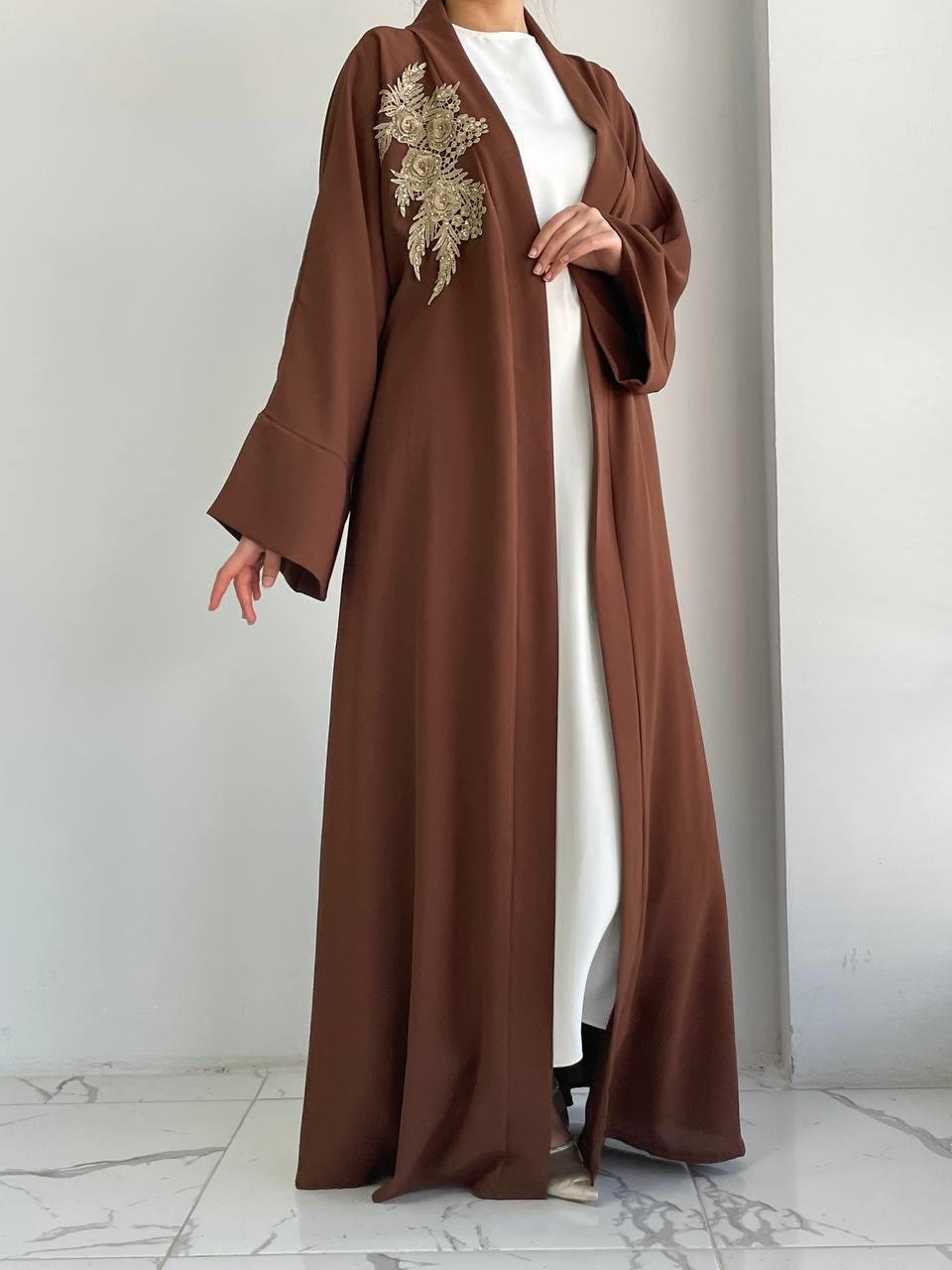 Kahve Nida Abaya Takım 