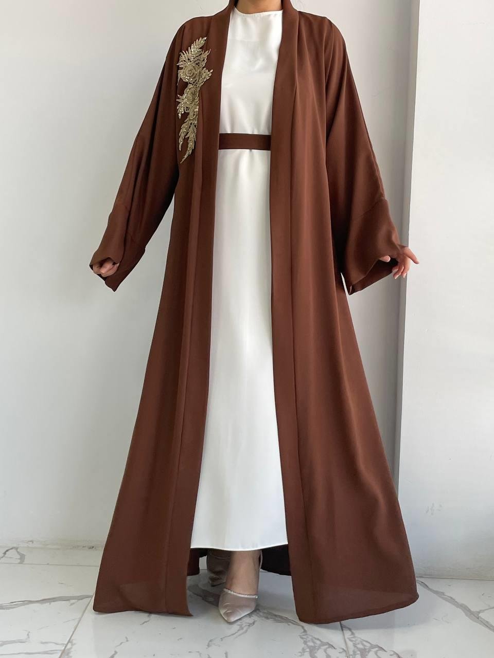 Kahve Nida Abaya Takım 