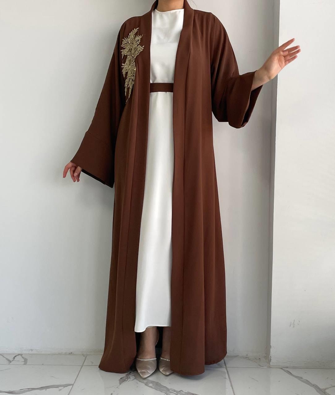 Kahve Nida Abaya Takım 