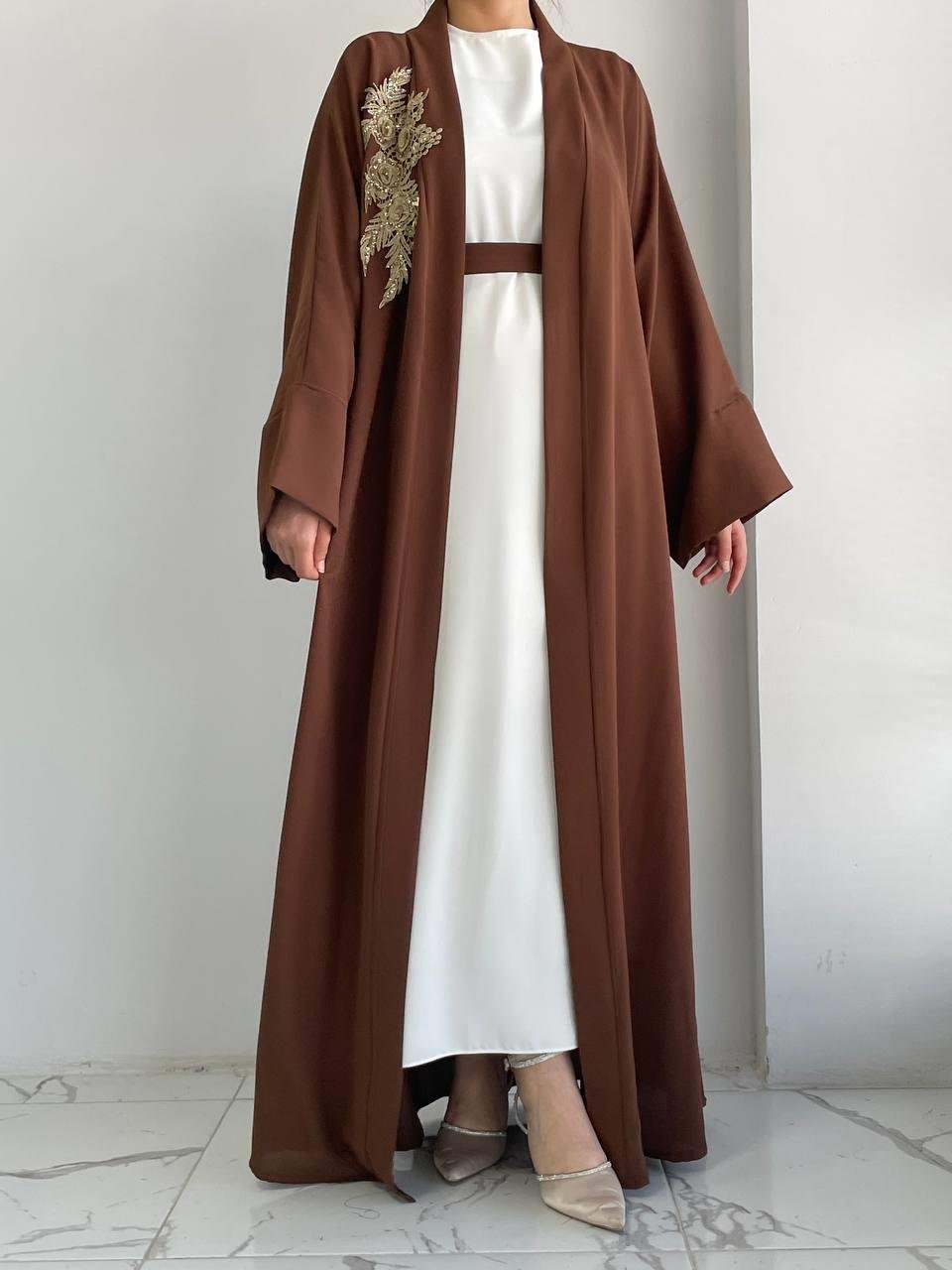 Kahve Nida Abaya Takım 