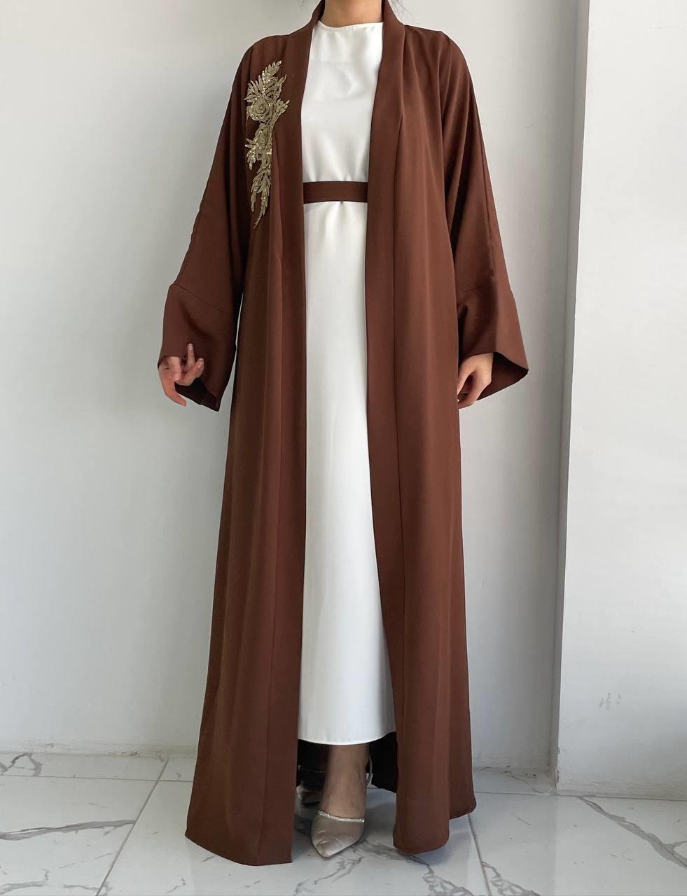 Kahve Nida Abaya Takım 