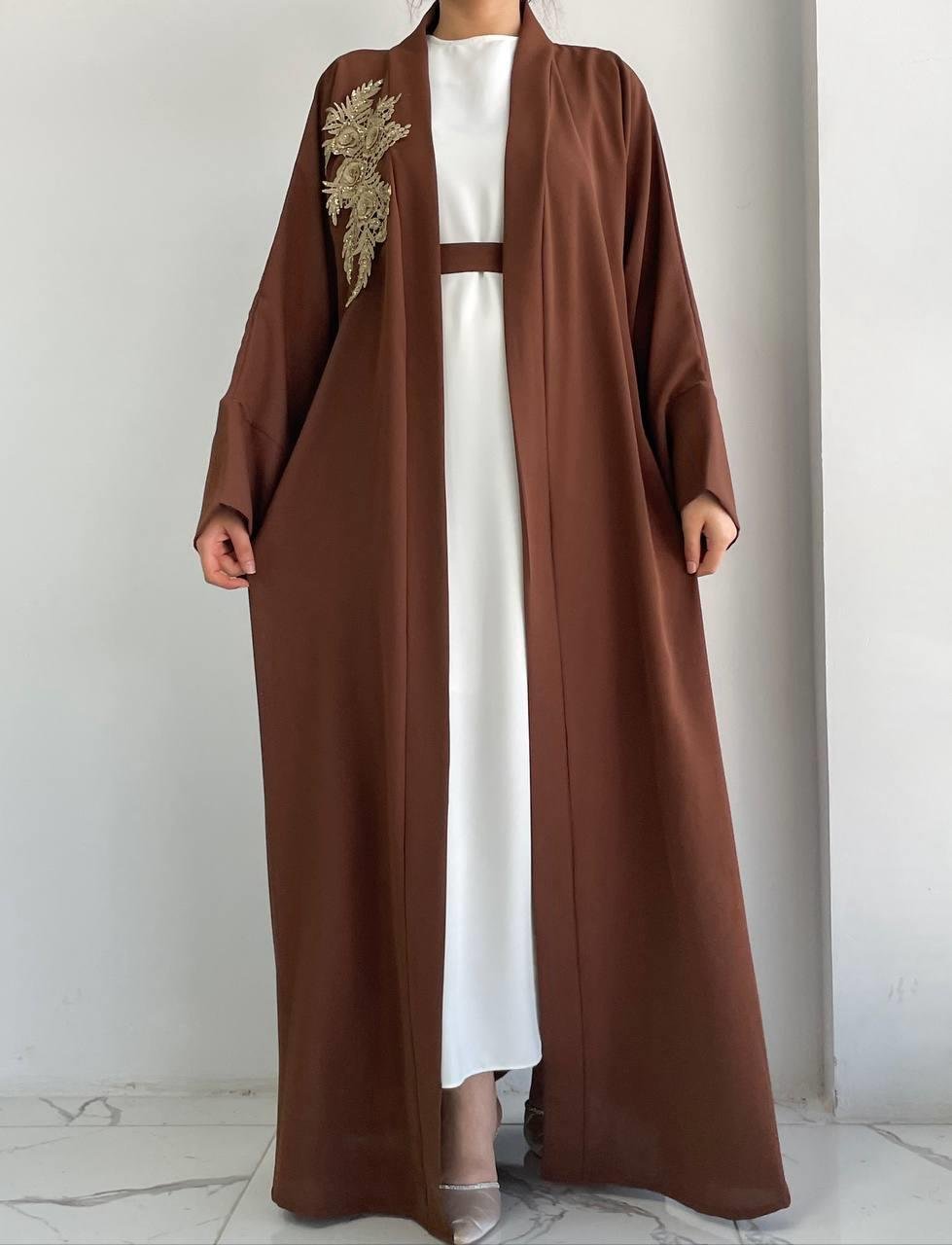 Kahve Nida Abaya Takım 