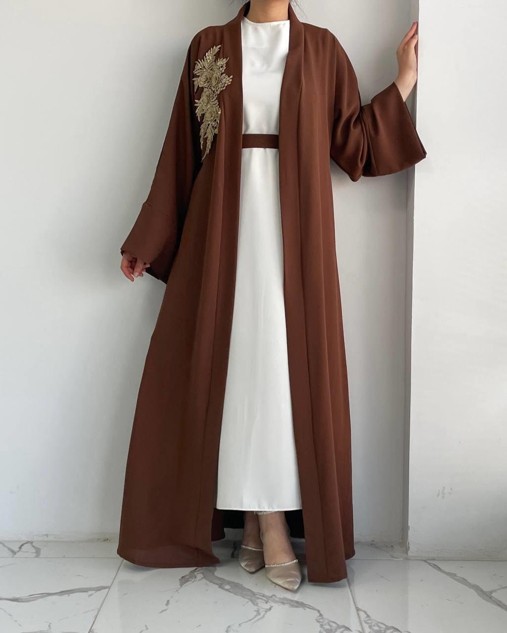 Kahve Nida Abaya Takım 