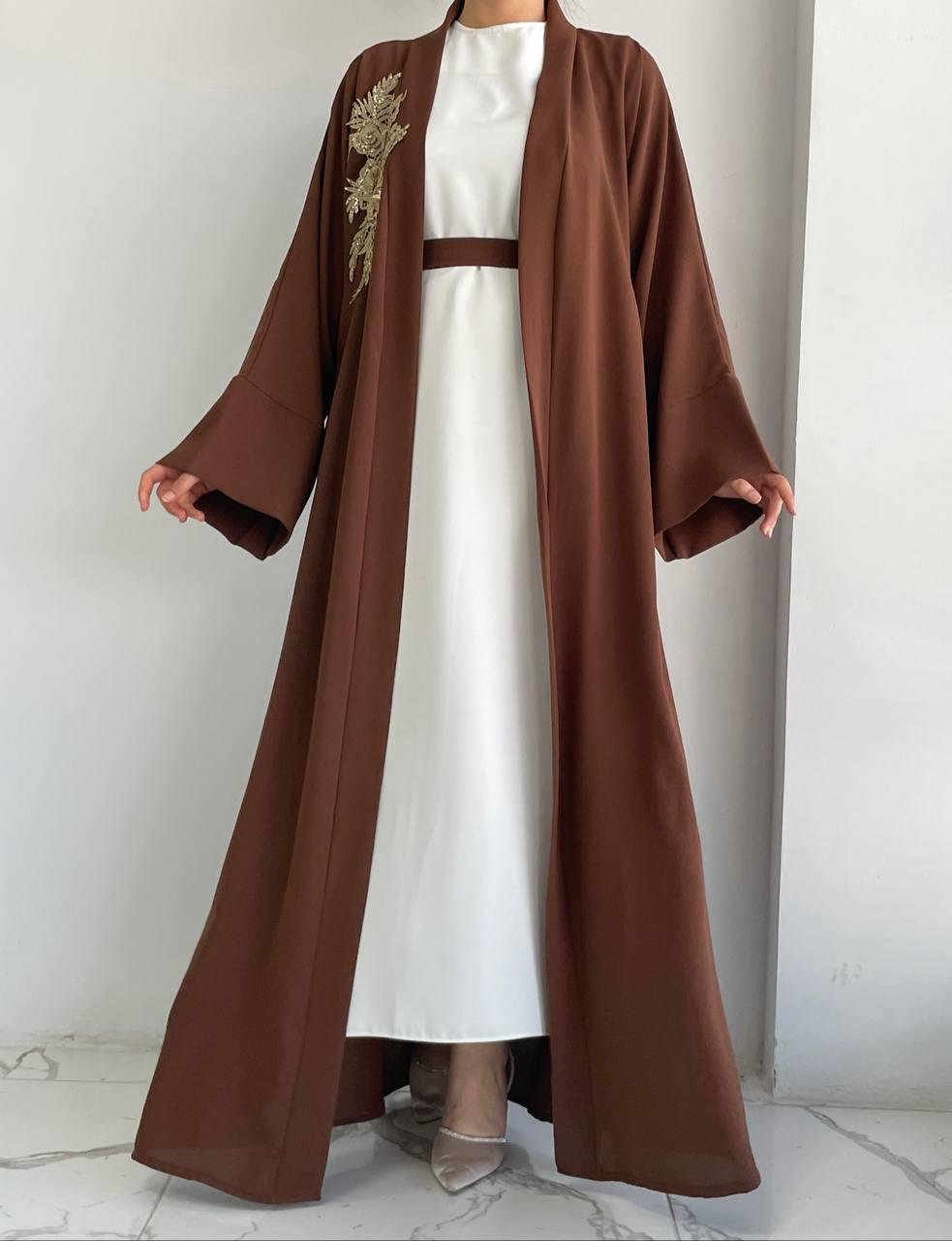 Kahve Nida Abaya Takım 