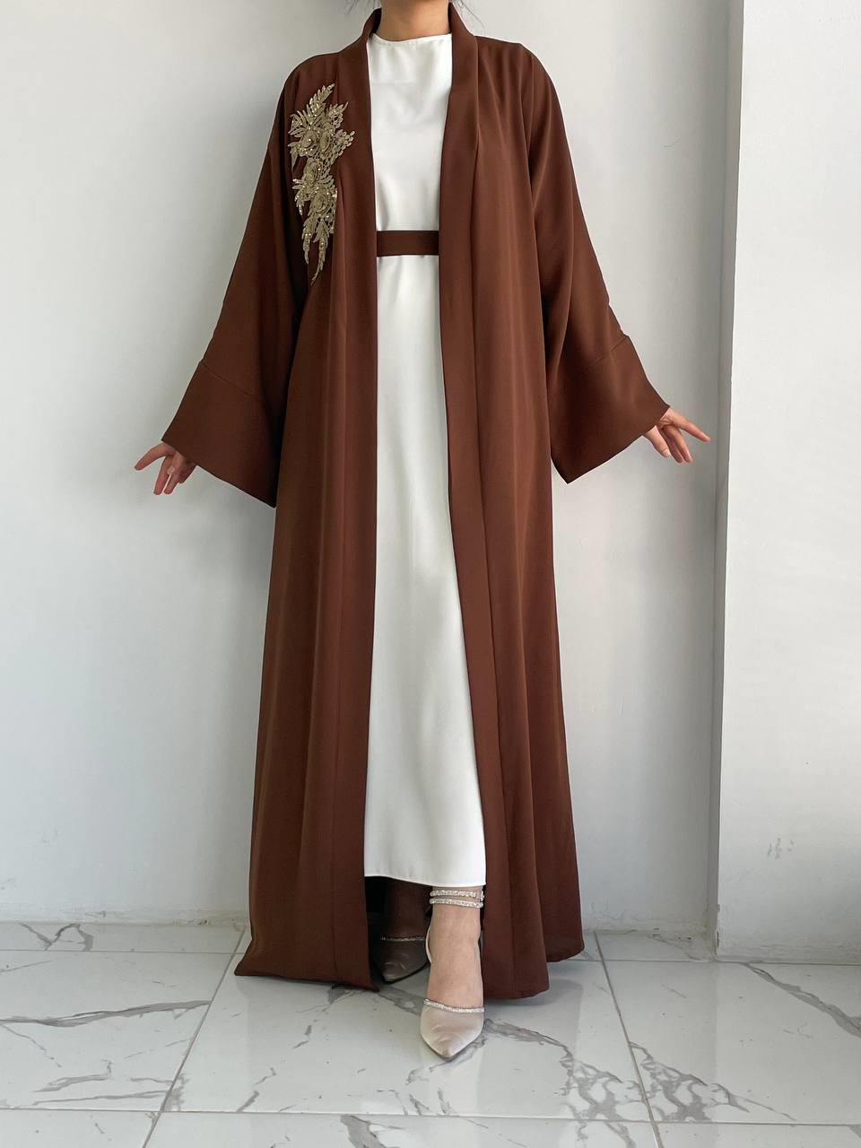 Kahve Nida Abaya Takım 