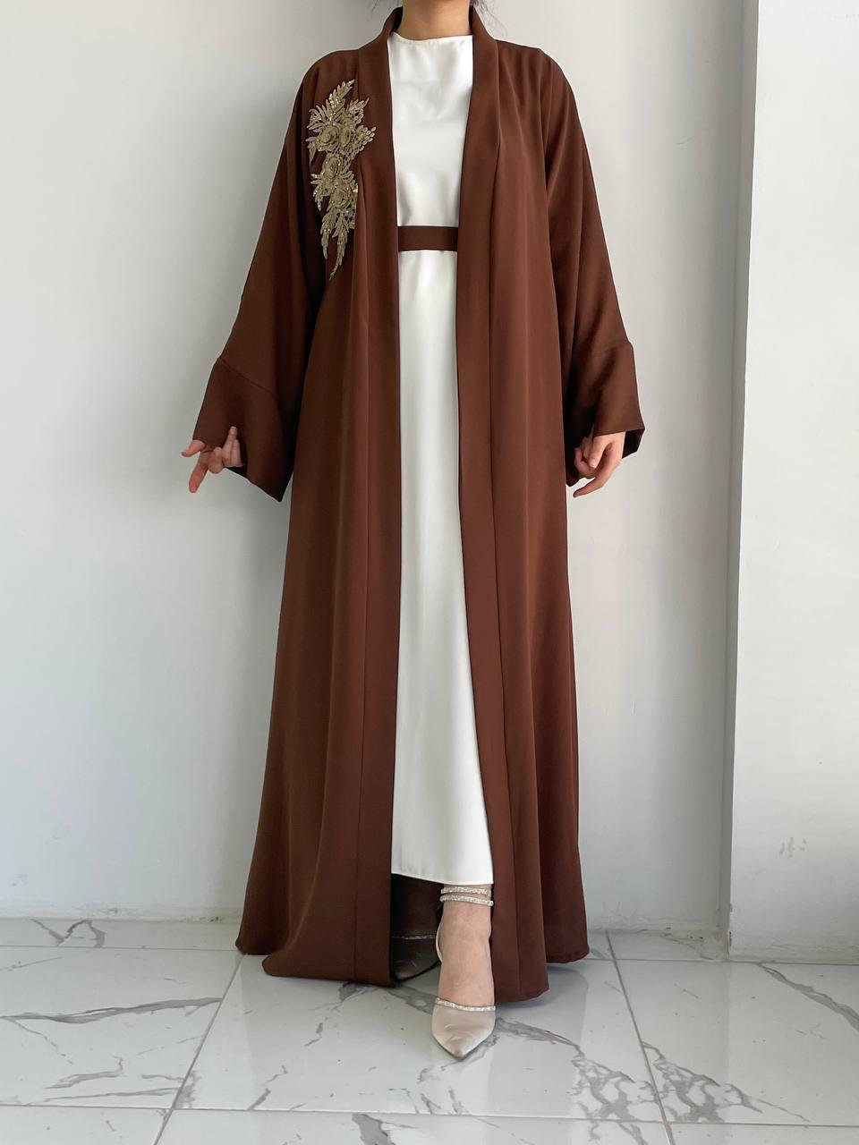 Kahve Nida Abaya Takım 