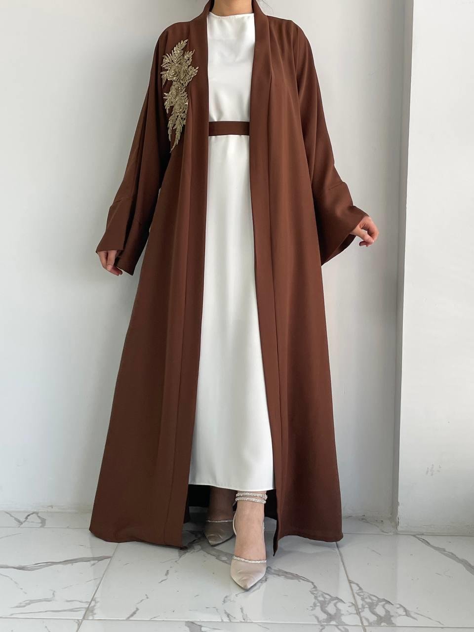 Kahve Nida Abaya Takım 