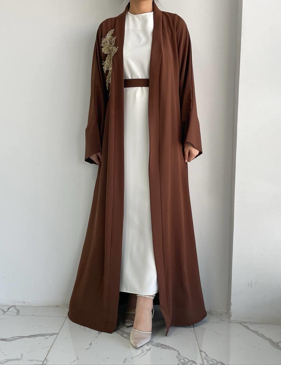 Kahve Nida Abaya Takım 