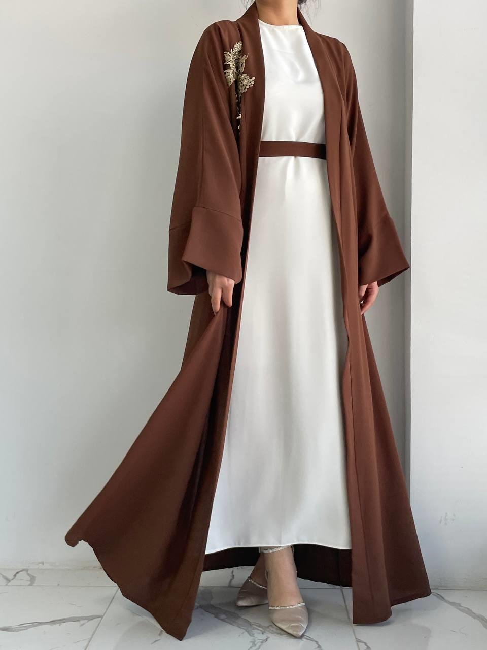 Kahve Nida Abaya Takım 