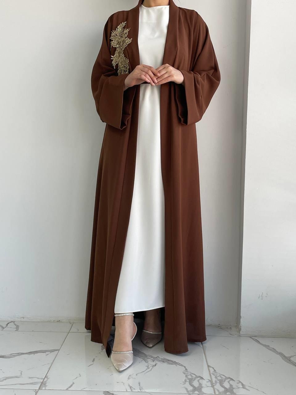 Kahve Nida Abaya Takım 