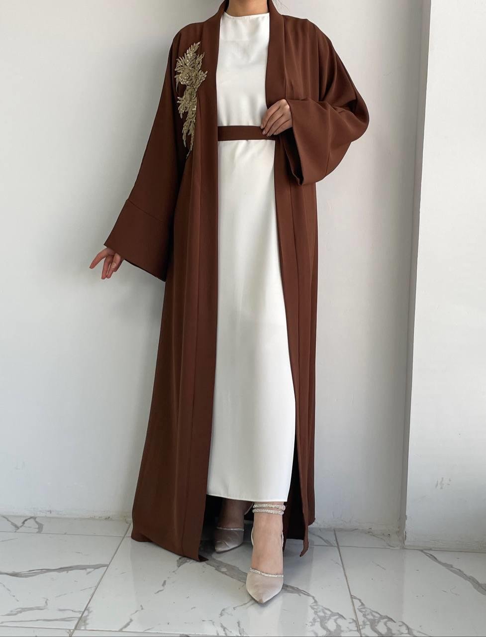 Kahve Nida Abaya Takım 