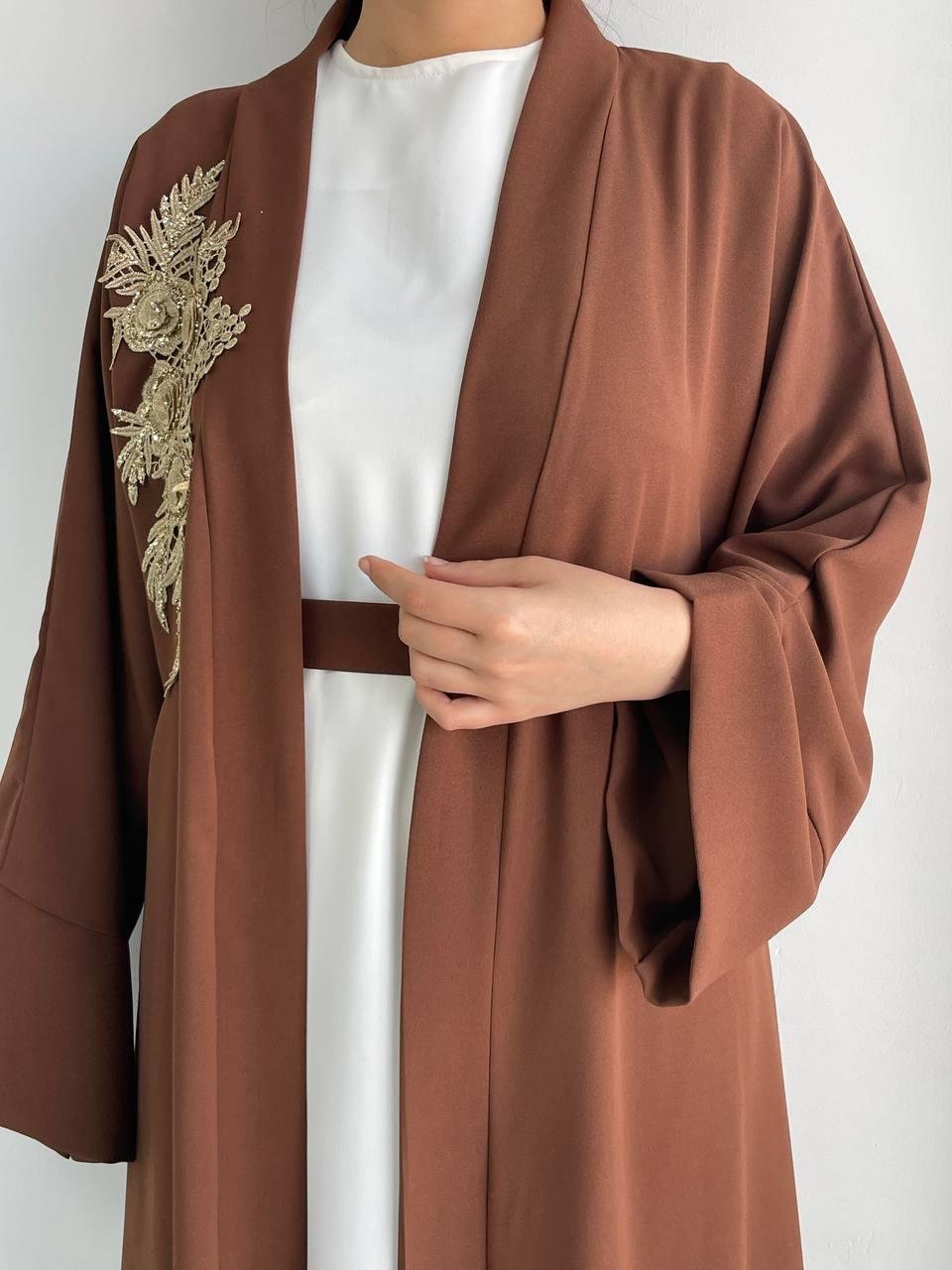 Kahve Nida Abaya Takım 