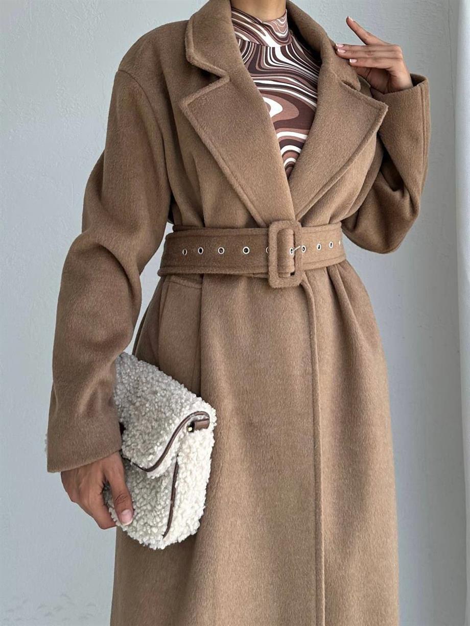 Kahve Nil Kaşe Kaban 