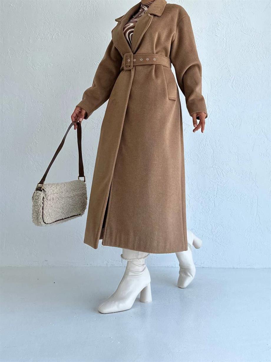 Kahve Nil Kaşe Kaban 