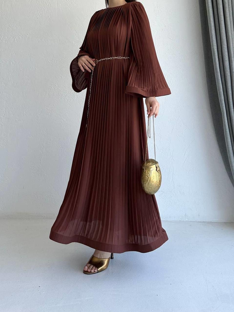 Kahverengi Hare Elbise 