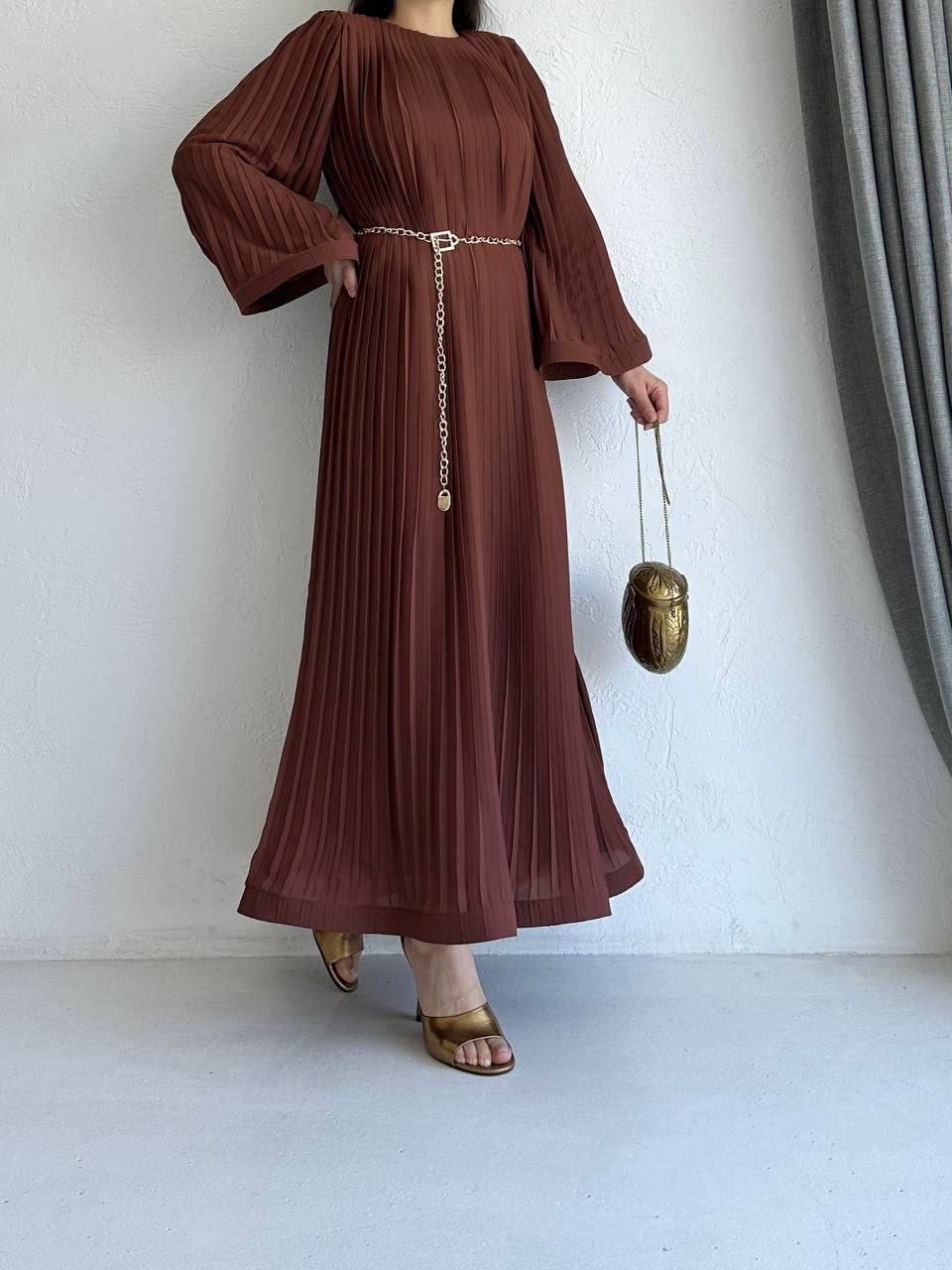 Kahverengi Hare Elbise 