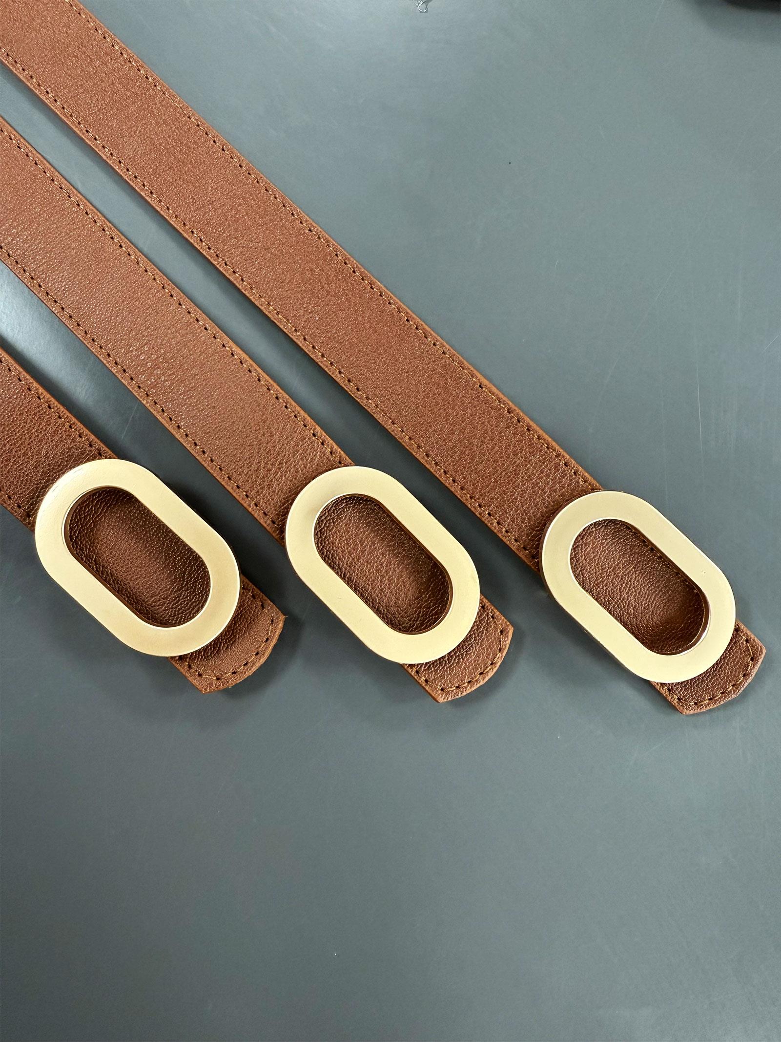 Kahverengi Oval Tokalı Kadın Kemer