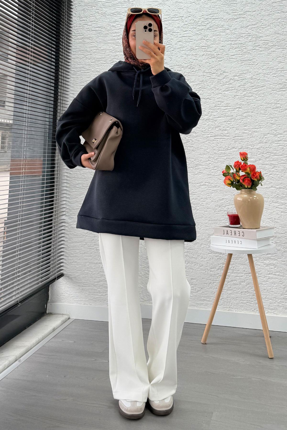 Kapüşonlu Oversize Kadın Sweatshirt - Antrasit