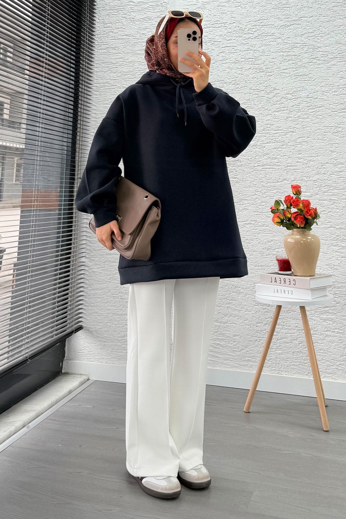 Kapüşonlu Oversize Kadın Sweatshirt - Antrasit