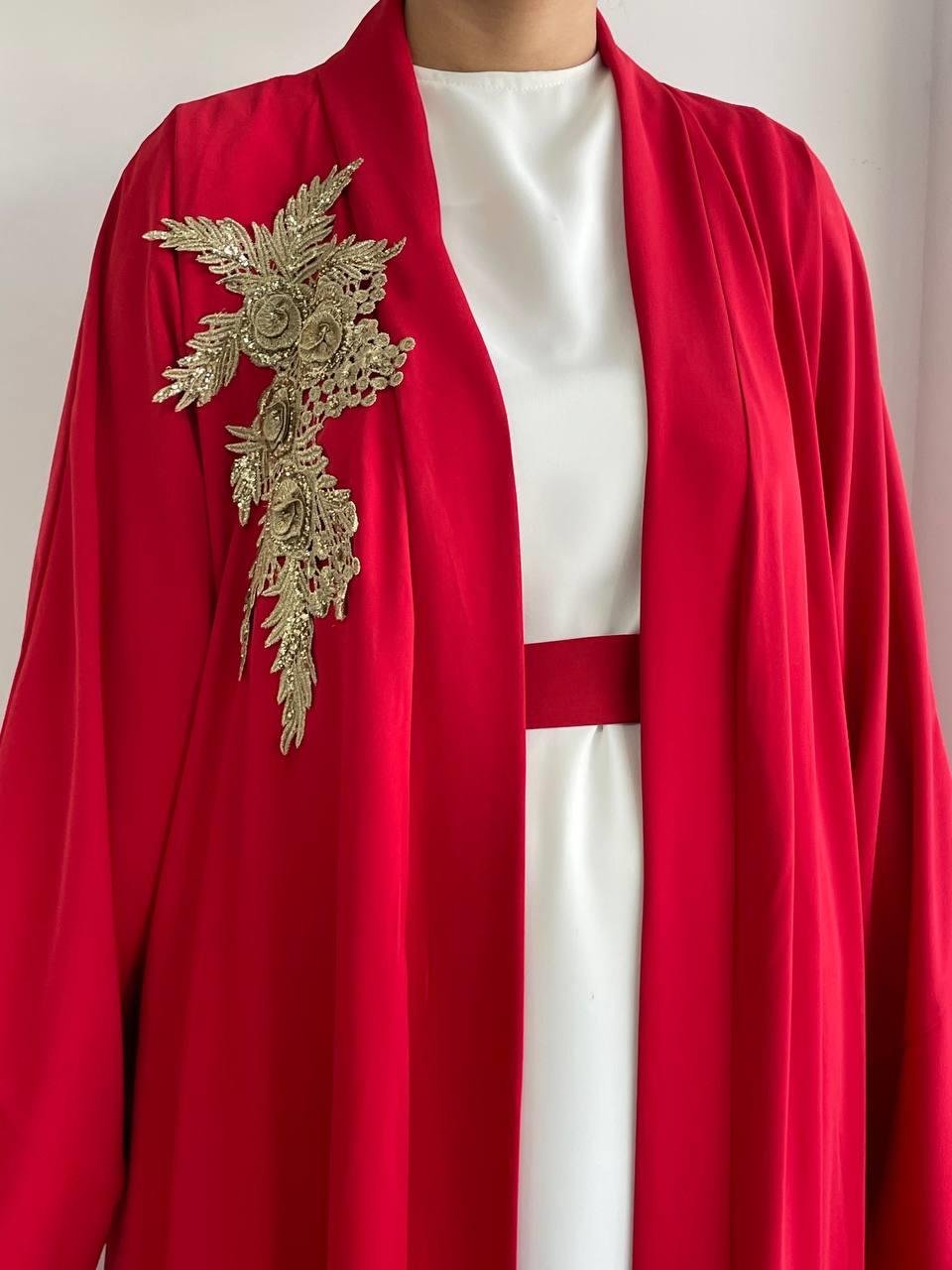 Kırmızı Nida Abaya Takım 