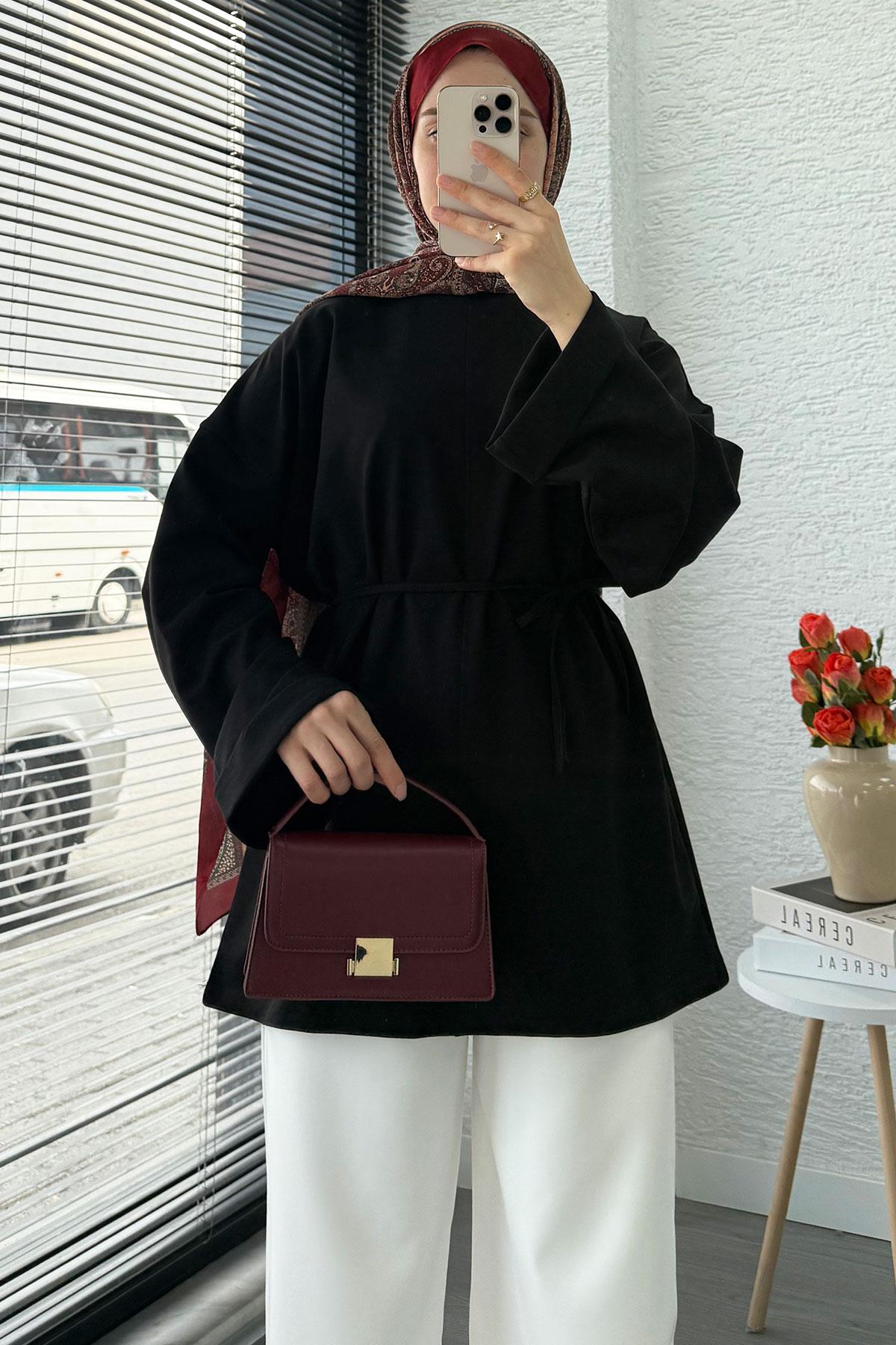 Kolu Katlı Basic Yazlık Tunik – Siyah