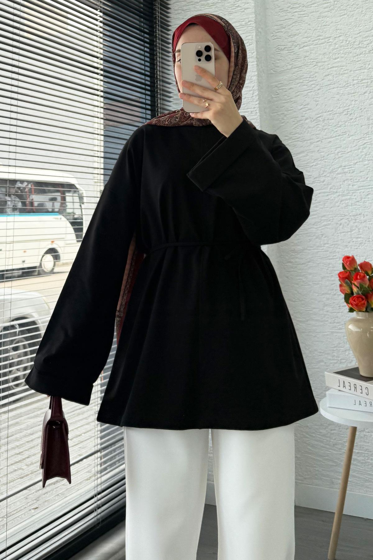 Kolu Katlı Basic Yazlık Tunik – Siyah