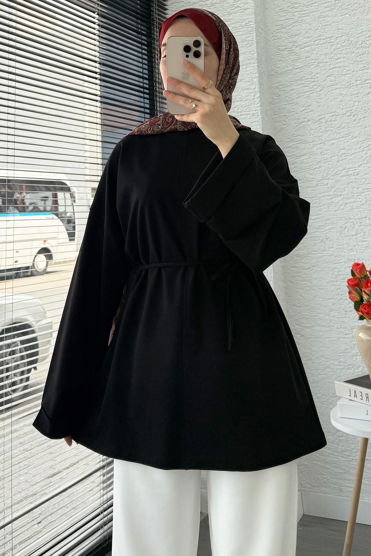 Kolu Katlı Basic Yazlık Tunik – Siyah