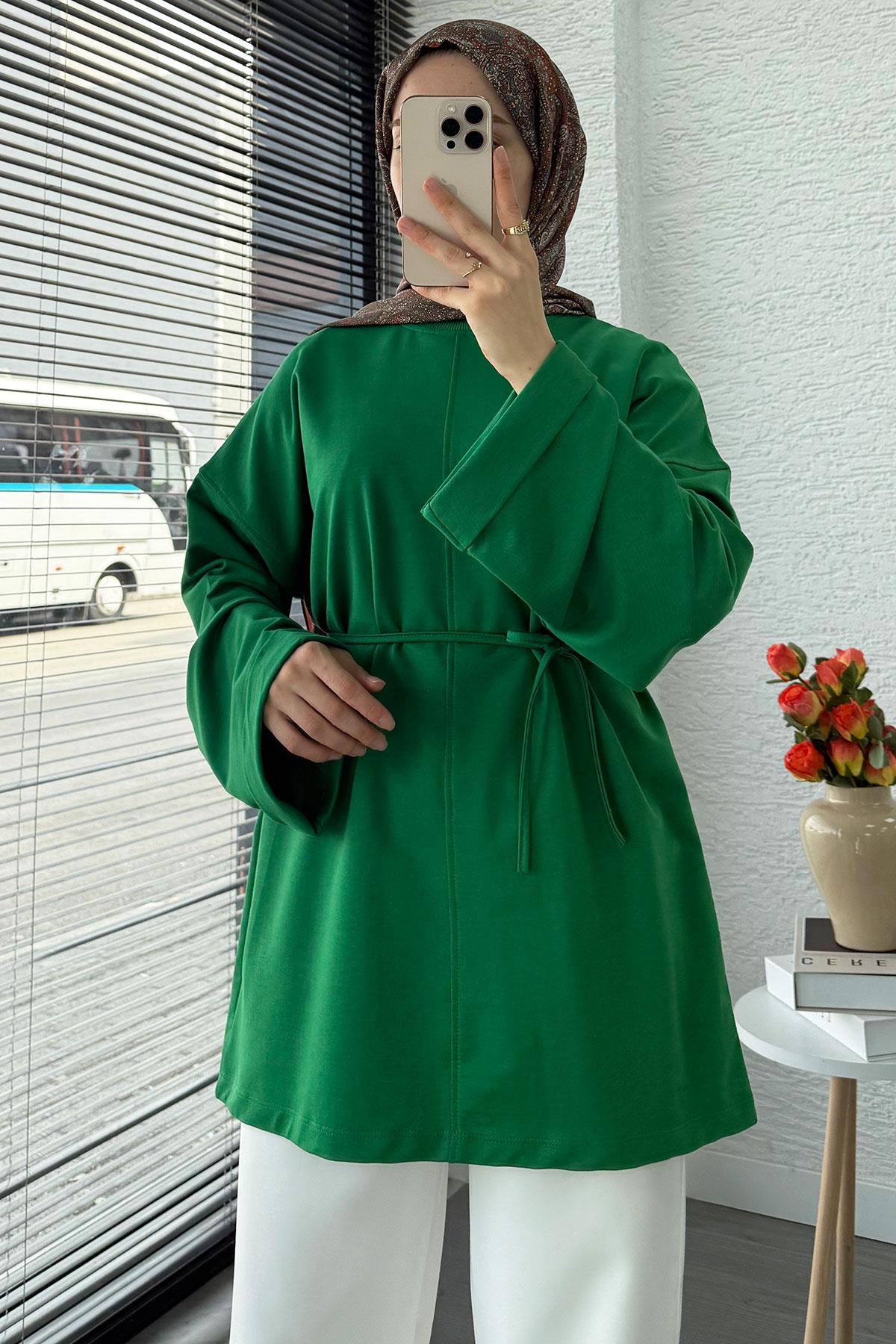 Kolu Katlı Basic Yazlık Tunik – Yeşil