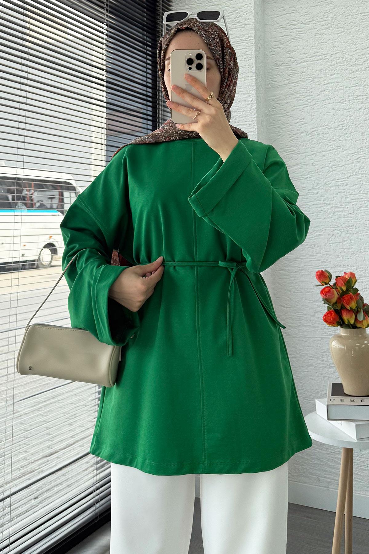 Kolu Katlı Basic Yazlık Tunik – Yeşil