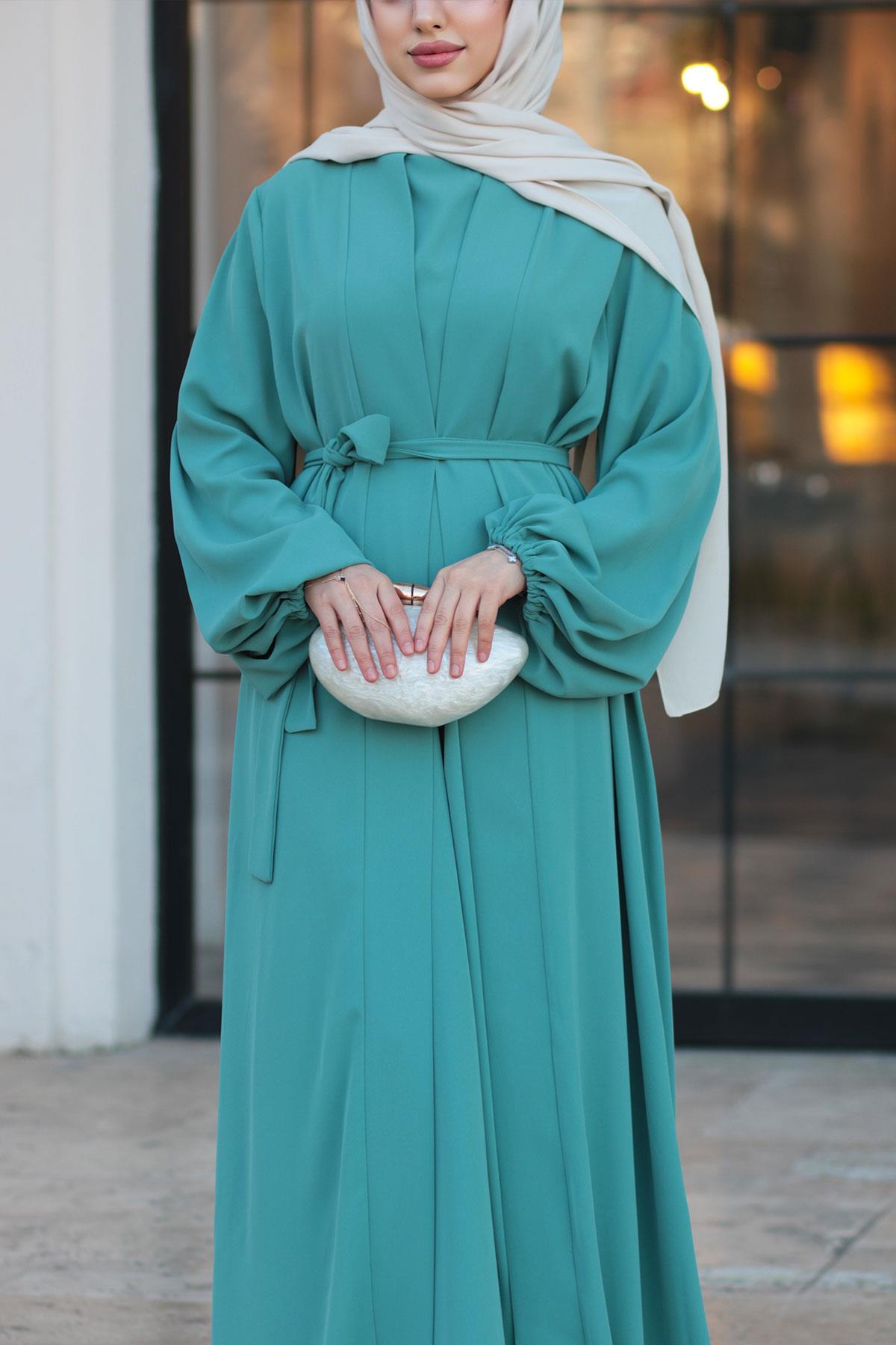 Kolu Lastikli İkili Abaya Takım – Mint