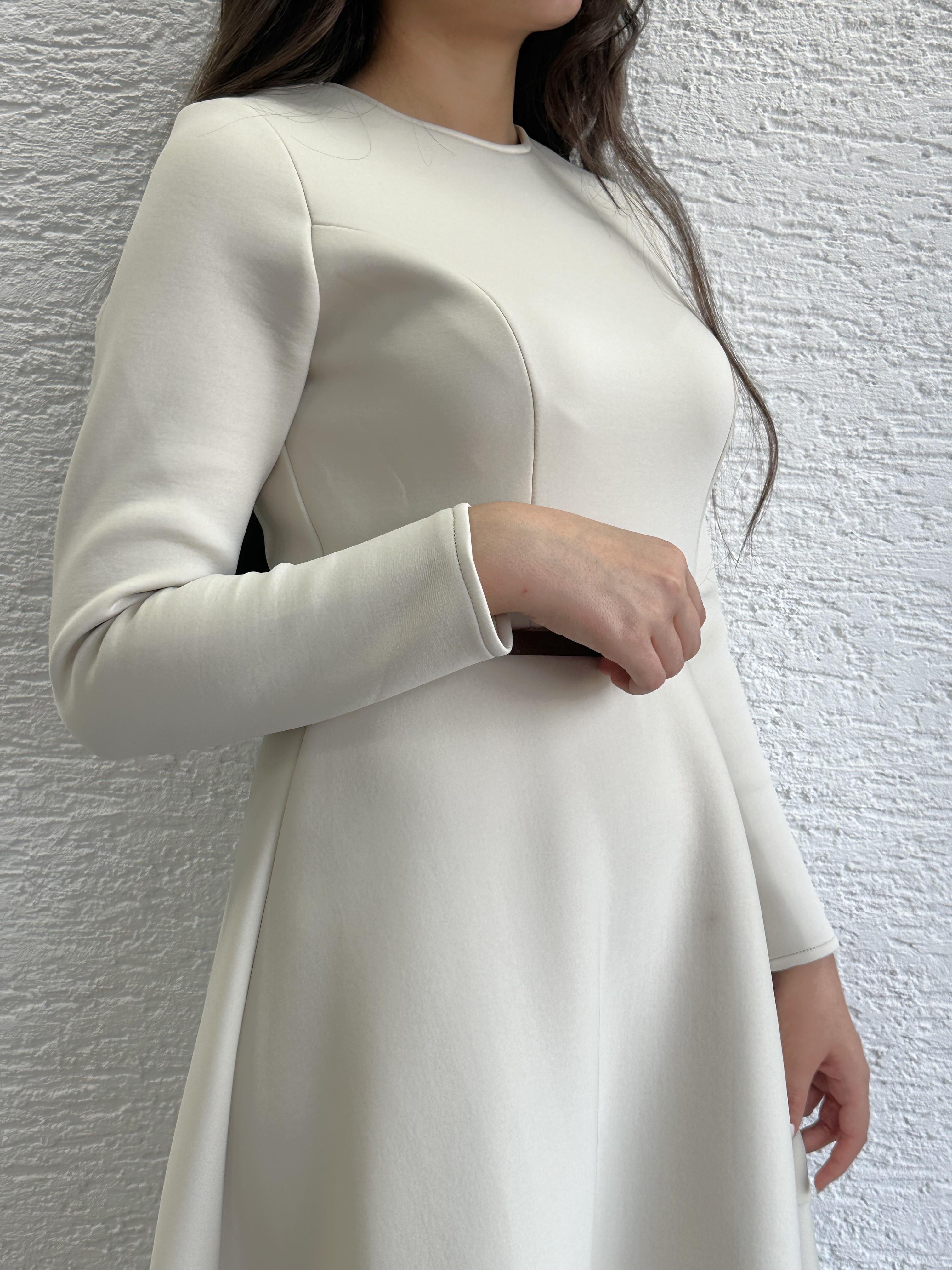 Krem Kemerli Lisa Elbise